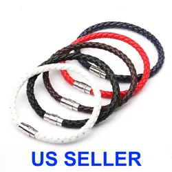 5mm Wide Soft Braided Leather, Smooth Surface, Gives You a Comfortable Wearing Feeling. Steel Magnetic Box Clasp,...