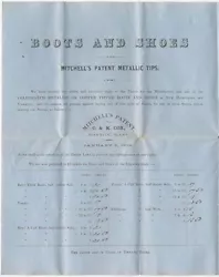 1858 Boston Shoe & Boot Manufacturer Order Sheet. Single sheet, folded. 15.5
