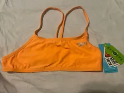 SPEEDO ENDURANCE Women MEDIUM Orange Pop Solid Strappy Fixed Back Bikini Top NEW. Condition is New with tags. Shipped...