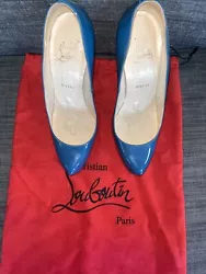 Christian Louboutin Blue Patent Leather Pumps EU 38 US 7 FREE SHIPPING. Comes with dust bag. Scuffed bottom and nicked...