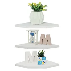 Set of 3 Shelving Solution Corner Wall Shelf! 1, Sturdily Construction: Made of 100% real wood, smooth surface, not...