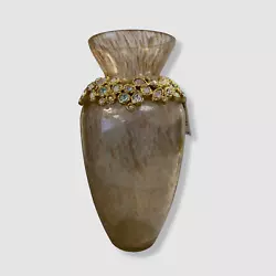 Jay Strongwater. Norah Bejeweled Vase Opal. A golden wreath of opal Swarovski crystals crowns this striking hand-blown...