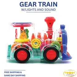 GEAR ELECTRIC LIGHT TRAIN WITH 3D SHINING LIGHT EFFECT TOY TRAIN. SIMULATION TRAIN SOUND AND MUSIC. ELECTRIC FORWARD...
