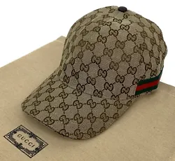 Authentic Gucci GG Monogram with Web Canvas Baseball Cap. Size : M circumference about 57cm / 22.3