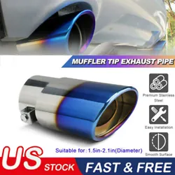 Blue Auto Rear Round Exhaust Pipe Tip Tail Muffler Stainless Steel Accessories   Feature:   100% Brand New and High...
