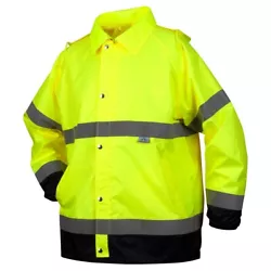 Do you need a rain jacket that will keep you visible and dry on the job?. It also has 2” silver reflective material...