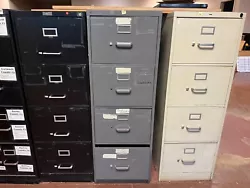 Metal Vertical Filing Cabinets Black, Green, Beige, and Grey Colors. Not all have the locking buttons intact, we would...