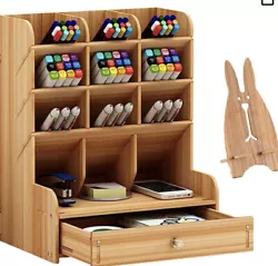 Wooden Desk Organizer. Great way to keep desktop clean and organize. Easy access to items. Needs to be put together. U...