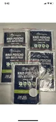 PACK Of 5 Clear RAIN PONCHOS Lingito 100% Water Proof Lightweight W/hoods.