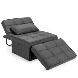 Color: Grey  Material: Steel, Sponge, Linen Type Fabric (100% Polyester)  Product Dimension: 66” x 34.5” x 27” (L...