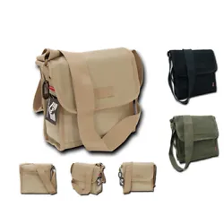The sturdy canvas construction is strong yet flexible. A front flap covers three of the pockets and is held closed by a...