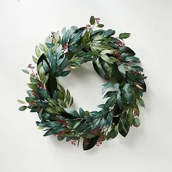 •Mixed eucalyptus leaf berry wreath •Artificial construction •Wall placement •Comes with loop at the back...