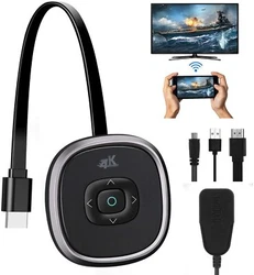 Wireless WiFi Display Dongle 4K HDR, Adaptateur daffichage Récepteur 5G/2.4GHz, HDMI Mirroring Screen Récepteur...