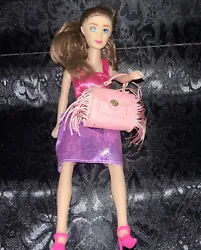 mini fashions series 2 lot of 6 items! DOLL NOT INCLUDED JUST TO SHOW SIZE OF ITEMS PINK FRINGE PURSEDRINKROSE GOLD...