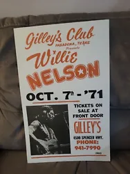 Willie Nelson 14X22 Concert Poster.
