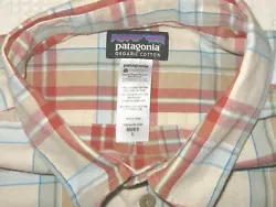 LIGHTER WEIGHT FLANNEL LIKE SHIRT. SZ L BEIGE WITH RED AND BLUE PLAID LONG SLEEVED. 100% COTTON.