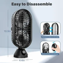 【Multi-Directional Strong Airflow】Press the button allows the table fan to auto oscillating for 120...