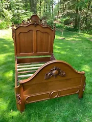 Antique Victorian Bed Frame, Walnut, Circa 1860s, 3/4 Mattress Included, 47
