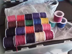 23 spools of burlap/ jute cord nice quality 6-7 yards on each spool. Colors are 1 mint, 1 orange, 2 pink, 1 red, 2 tan,...