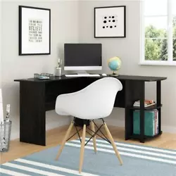 This surprisingly L-Shaped Wood Right-angle Computer Desk with Two-layer Bookshelves with a portable and fashionable...