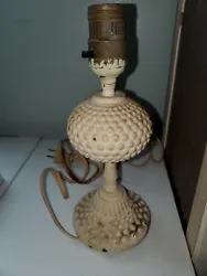 Antique Glass hobnail lamp with brass light Socket  10