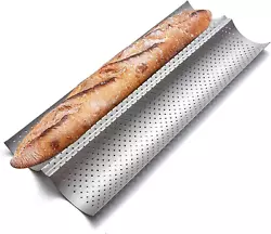 This baguette baking tray provides household bakers with an easy way to bake warm, fresh French bread baguettes from...