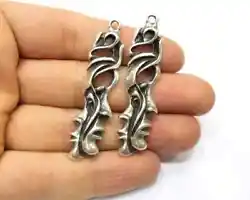 Size : 57x15mm. Face Dangle Charms Diy Antique Silver Plated jewelry Accessories. Color: Antique Silver.