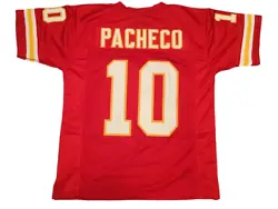 You are buying a Unsigned Custom Made Isiah Pacheco Red Jersey. ALSO.order 100.00 bucks or more of any unsigned jerseys...