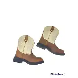Boot Barnwood Brown Cowhide Round Toeleathersuper cute they are pre-ownkids size.