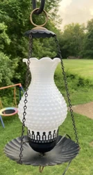 Vintage Hob Nail Cast Iron Hanging Swivel Lamp.