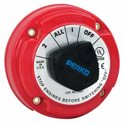 On/Off/1/2/All Perko Dual Battery Switch. and charging or operation of both in parallel.