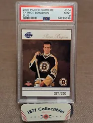 2003-04 Pacific Supreme #104 Patrice Bergeron Blue JERSEY NUMBER! RC PSA 9 MINT You will receive exactly the card...