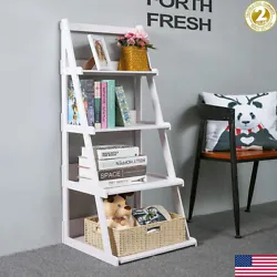 Wood Plastic 4-Tier Ladder Style Shelf Plant Stand White. Rack organizer is aesthetically pleasing and functional. It...