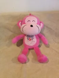   PRE-OWNED: NICE CONDITION:Great Wolf Lodge Pink Monkey Plush Stuffed Animal Toy 15” Hard to Find.