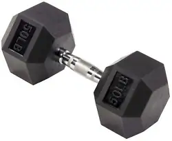 BalanceFrom Rubber Encased Hex Dumbbell, 50LBs, Single.