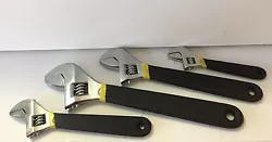 4 Pc Adjustable Wrench Set. Double Dipped Rubber Handle. Made of Vanadium Steel.