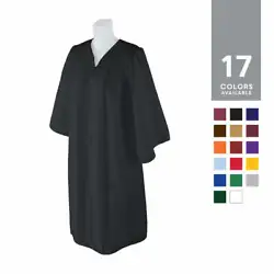 Matte Gown 100% Polyester Matte Finish Fabric. 17 Colors, 14 Sizes for Adults.