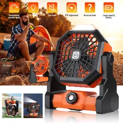 Battery: 20000mAh (included). Type: Led Movable camping fan. It can work continuously for 8-25 hours (depend on...