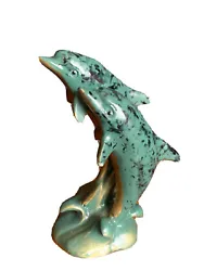 3.75 Jumping Dolphins Resin Statue. Jade look and Gold. A few mild boo boos, please see pictures as they are part of...