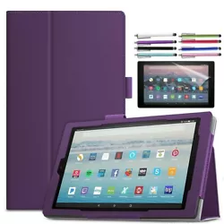 Full body Cover Folio Stand Case for All New Amazon Fire 7/ HD 8/ HD 10 With HD Clear Screen Protector and Stylus....