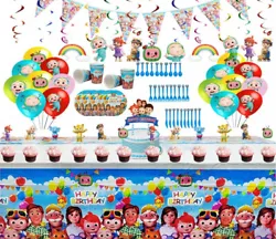 150pcs Cocomelon Birthday Party Supplies. Cup *107 plate *10Napkin *20Flag *1Tablecloth *1Hat *6Knife *10Fork *10Spoon...