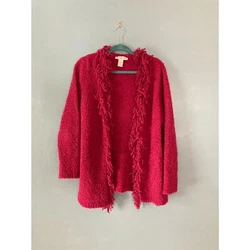 C.L.O.T.H.E.S hot pink fringe cardigan size 1x. Material acrylic/poly/metallic. Measures 21