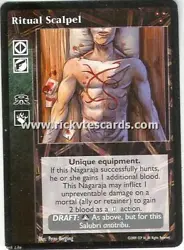 Ritual Scalpel x1 Heirs to the Blood VTES Vampire CCG Jyhad. Clan: Nagaraja. Ritual Scalpel x1 from Heirs to the Blood....
