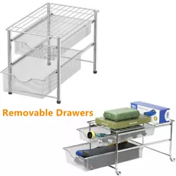 Great sliding basket organizer drawer for organizing your kitchen, bathroom, office supplies. 【Sliding Basket...