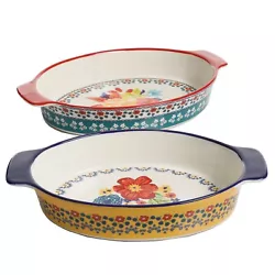 The Pioneer Woman Fiona Floral 2-piece Ceramic Oval Baker makes everything you bake feel like a special occasion. Each...