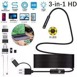 LED Quantity 6LED.    This endoscope is a new type of electronic product. Type 6 LED USB Endoscope. 🚚1 x 3 in 1...