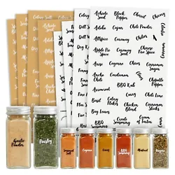 Organize your kitchen drawers, cabinets, and pantry shelves with this set of 300 water-resistant vinyl spice stickers...