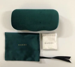 Includes: Original Gucci Silk Drawstring Pouch and Cleaning Cloth. Color: Green.