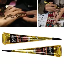 Cut Henna tattoo paste the top part of 3-5mm. Henna tattoo paste on stencil hollow out of place. Wait 30-60 minutes,...