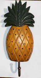 Rustic Painted Wooden Pineapple Wall Hanging W/ Hook Tropical Farm House Decor. Previously Owned.Good Condition.Please...